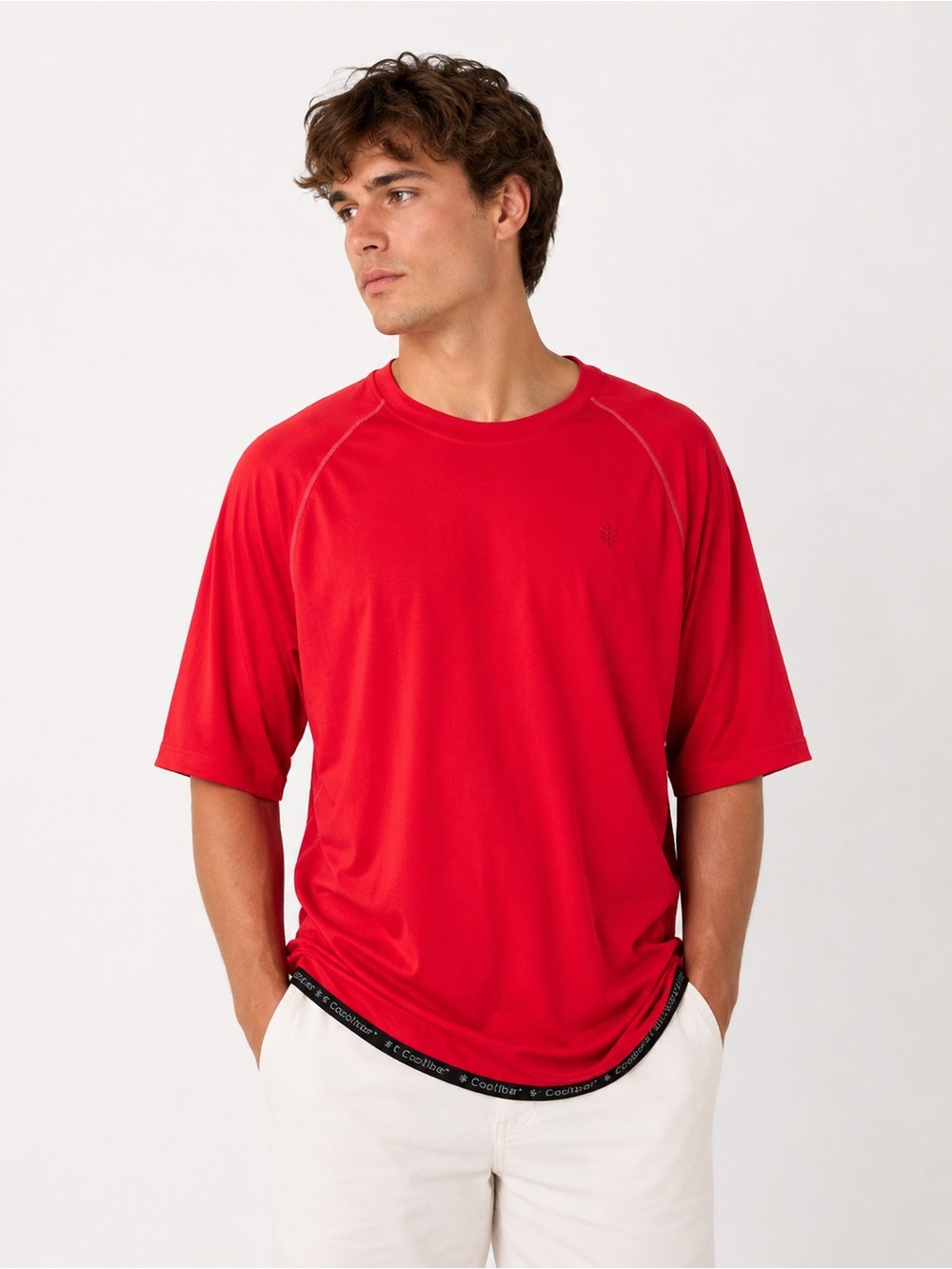NWT Coolibar Hightide Short Sleeve Swim Shirt Red Mens XXL
